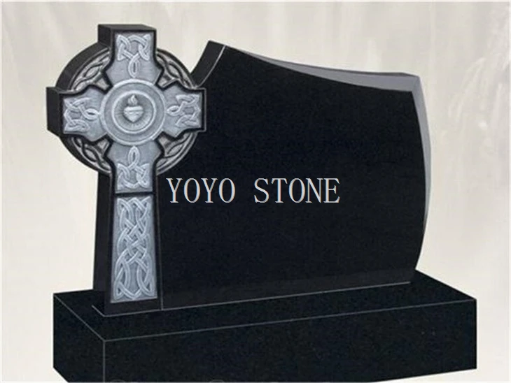 black granite cross headstone